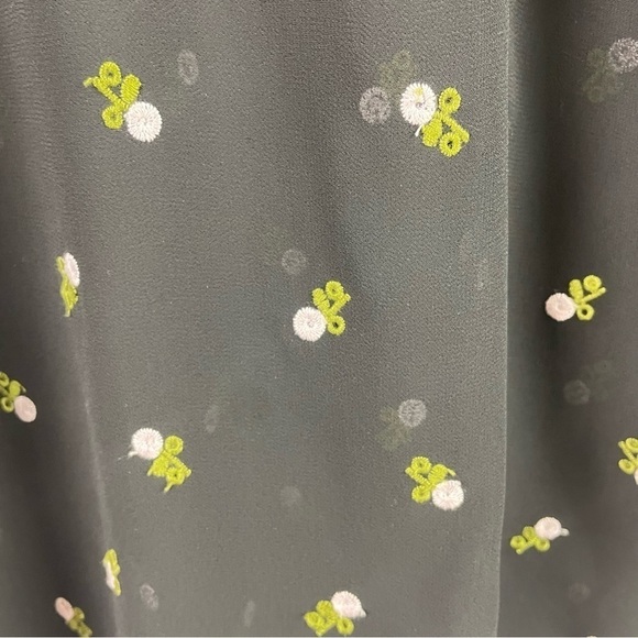 CAbi‎ Alegria Black Embroidered Peasant Blouse Sheer Smocked Neck & Cuffs XS - Picture 9 of 16